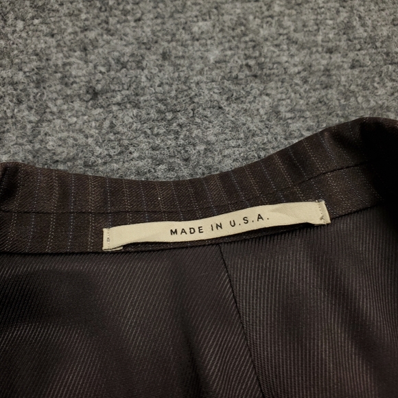 Burberry Blazer 44R Pinstripe Suit Jacket Sport Coat Brown Wool Luxury Formal - Picture 6 of 12